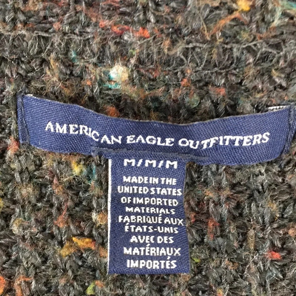 3/$20 American Eagle Gray Red Knit Open Front‎ Cardigan Sweater Womens Medium - Picture 8 of 16